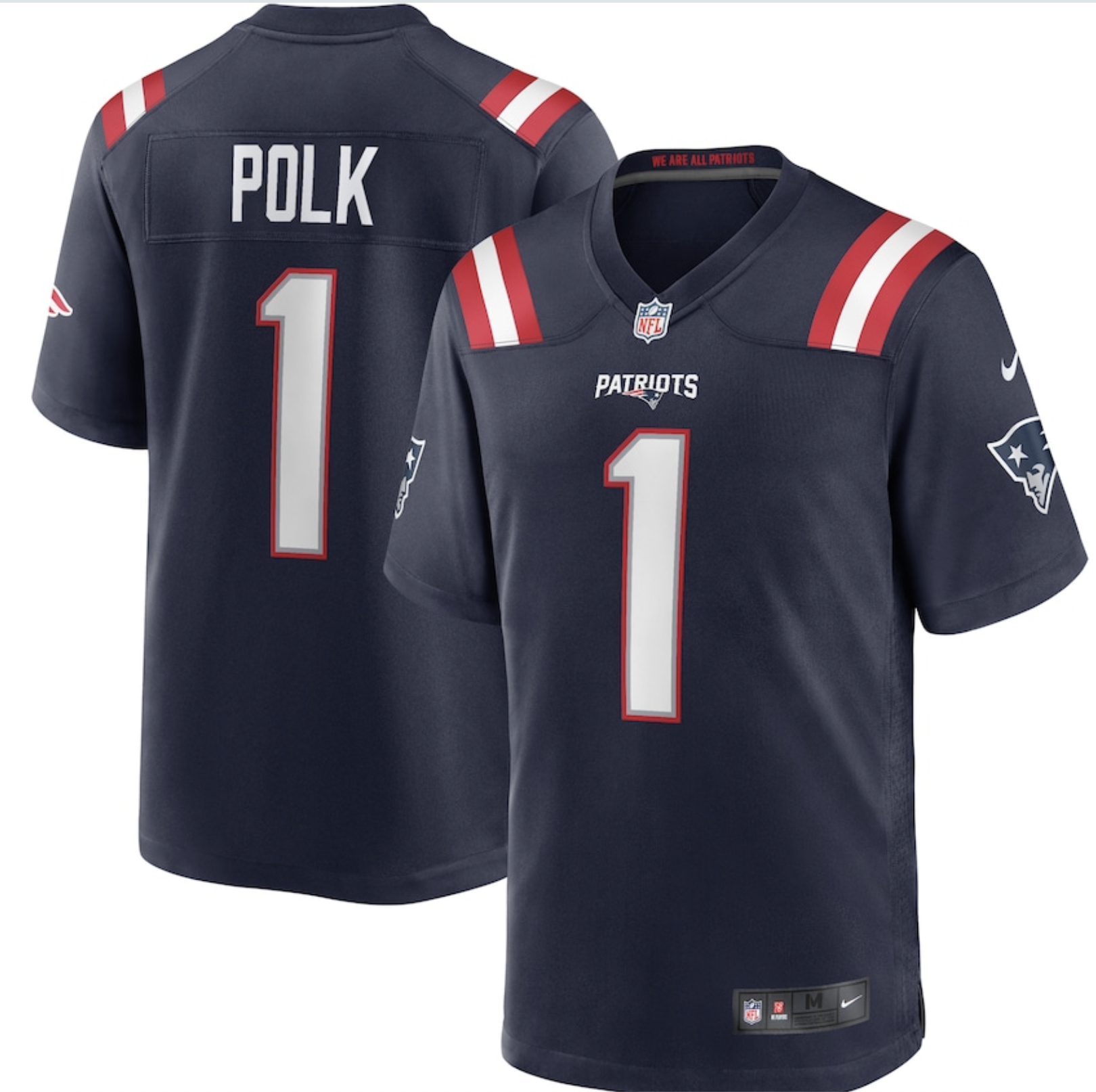 Men New England Patriots Nike 1 Polk Navy Team Game Jersey